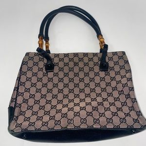Gucci Monogram Bamboo Handle Handbag